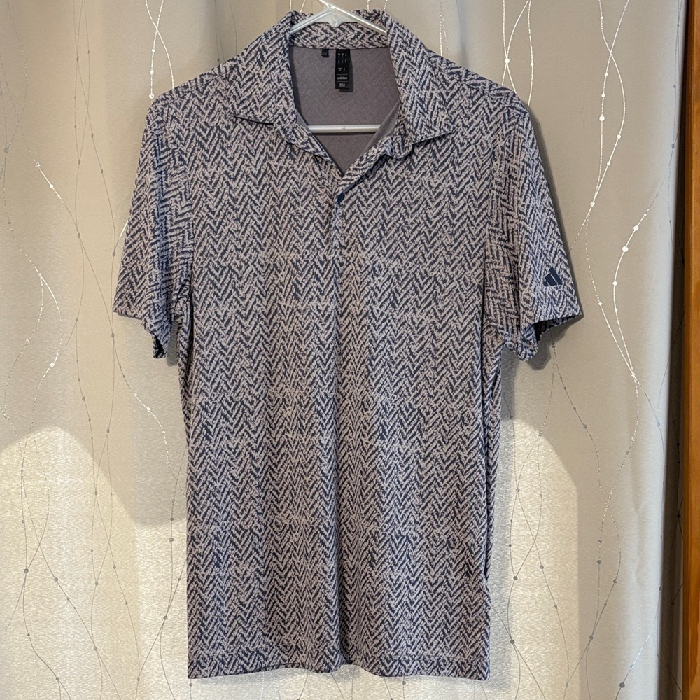 adidas Men's Black and White Patterned Polo Shirt